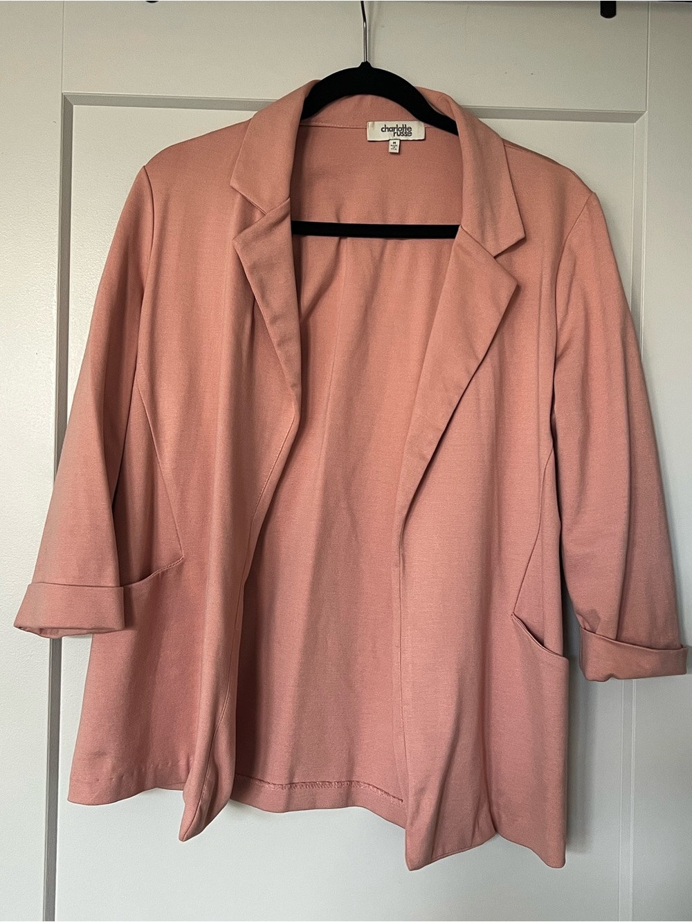 Dusty Pink Open Front Blazer Jacket